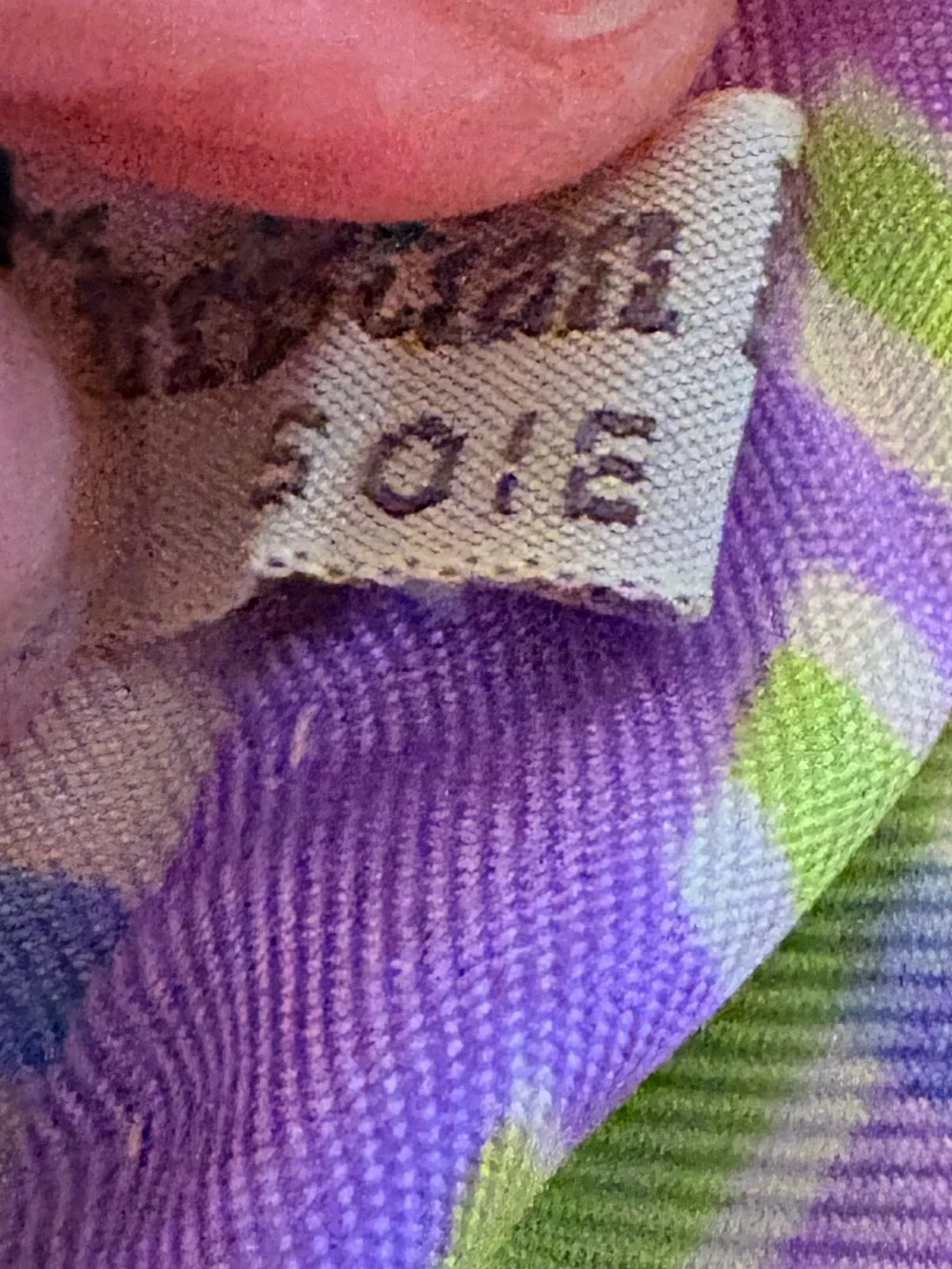 RARE VINTAGE CHRISTIAN DIOR SILK SCARF BLUE PURPLE GREEN BLACK POPPIES PLAID 30”